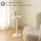Round Side Table, Small Drink Table for Small Spaces, Modern Accent End Table Nightstand with Solid Wood Leg for, alternate