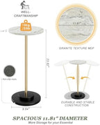 Round Side Table, Small Drink Table for Small Spaces, White Marble, alternate view 2