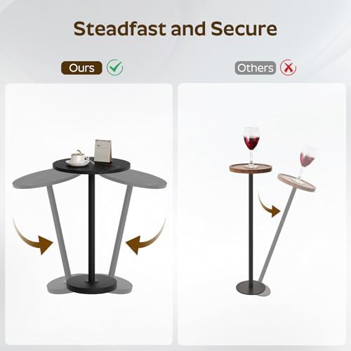 Round Side Table, Small Drink Table, Pedestal Martini Table, End Table for Small Spaces in Living Room, Bedroom, alternate