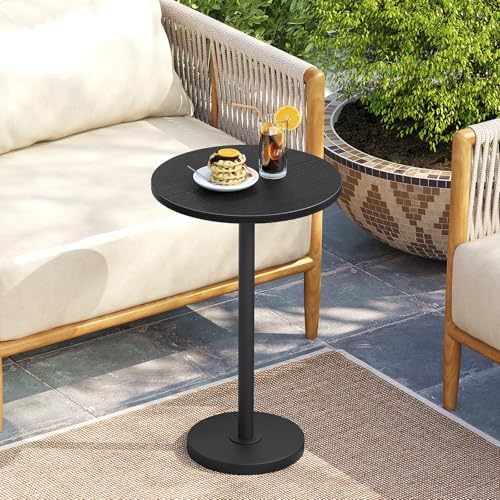 Round Side Table, Small Drink Table, Pedestal Martini Table, End Table for Small Spaces in Living Room, Bedroom, alternate