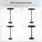 Round Side Table, Small Drink Table, Pedestal Martini Table, End Table for Small Spaces in Living Room, Bedroom, alternate