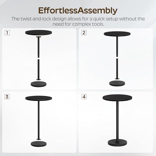 Round Side Table, Small Drink Table, Pedestal Martini Table, End Table for Small Spaces in Living Room, Bedroom, alternate