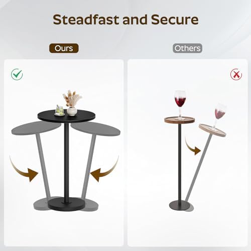 Round Side Table, Small Drink Table, Pedestal Martini Table, End Table for Small Spaces in Living Room, Bedroom, alternate