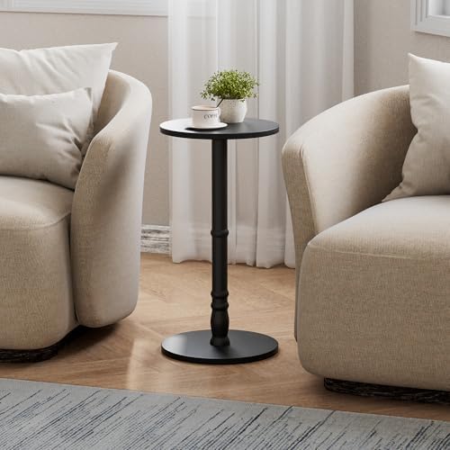 Round Side Tables Set of 2 with Solid Wood Pillar, Drink Tables, alternate view 2