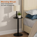 Round Side Tables Set of 2 with Solid Wood Pillar, Drink Tables, alternate view 5