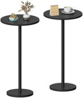 Round Small Side Table Set of 2 for Small Spaces, Black in Black