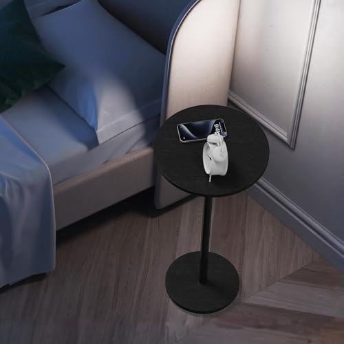 Round Small Side Table Set of 2 for Small Spaces, Black in Black, alternate view 6