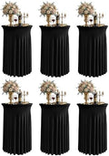Round Spandex Cocktail Table Covers with Skirts, 24x43 Inch, Black, 6 Pack in 24x43 Inch in Black