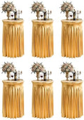 Round Spandex Cocktail Table Covers with Skirts, 24x43 Inch, Gold, 6 Pack in 24x43 Inch in Gold