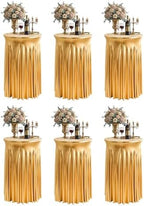 Round Spandex Cocktail Table Covers with Skirts, 24x43 Inch, Gold, 6 Pack in 24x43 Inch in Gold