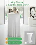 Round Spandex Cocktail Table Covers with Skirts, 24x43 Inch, Ivory, 6 Pack in 24x43 Inch in Ivory, alternate view 6
