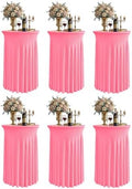 Round Spandex Cocktail Table Covers with Skirts, 24x43 Inch, Pink, 6 Pack in 24x43 Inch in Pink