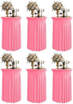 Round Spandex Cocktail Table Covers with Skirts, 24x43 Inch, Pink, 6 Pack in 24x43 Inch in Pink
