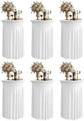 Round Spandex Cocktail Table Covers with Skirts, 24x43 Inch, White, 6 Pack in 24x43 Inch in White