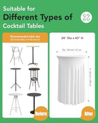 Round Spandex Cocktail Table Covers with Skirts, 24x43 Inch, White, 6 Pack in 24x43 Inch in White, alternate view 3