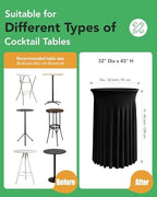 Round Spandex Cocktail Table Covers with Skirts, 32x43 Inch, Black, 4 Pack in 32x43 Inch in Black, alternate view 3