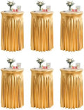 Round Spandex Cocktail Table Covers with Skirts, 32x43 Inch, Gold, 6 Pack in 32x43 Inch in Gold