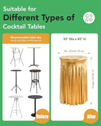 Round Spandex Cocktail Table Covers with Skirts, 32x43 Inch, Gold, 6 Pack in 32x43 Inch in Gold, alternate view 3