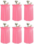Round Spandex Cocktail Table Covers with Skirts, 32x43 Inch, Pink, 6 Pack in 32x43 Inch in Pink