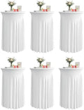 Round Spandex Cocktail Table Covers with Skirts, 32x43 Inch, White, 6 Pack in 32x43 Inch in White