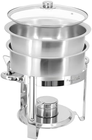 Round Stainless Steel Professional Kitchen Chafing Dish/Food Warmer/Buffet Server Serving Trays/Bowls (7.9, alternate view 4