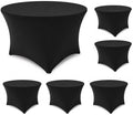 Round Table Covers - 6 Pack 48x30 Inch Table Cloth - Black in 48x30 Inch in Black
