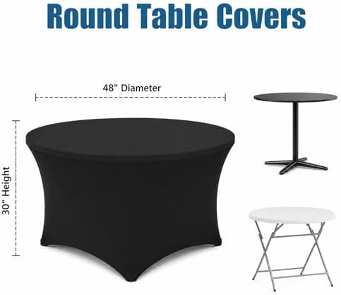 Round Table Covers - 6 Pack 48x30 Inch Table Cloth - Black in 48x30 Inch in Black, alternate view 3