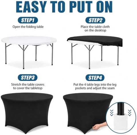 Round Table Covers - 6 Pack 48x30 Inch Table Cloth - Black in 48x30 Inch in Black, alternate view 4