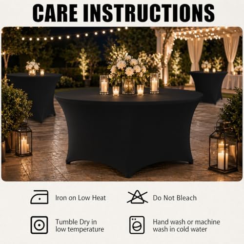 Round Table Covers - 6 Pack 48x30 Inch Table Cloth - Black in 48x30 Inch in Black, alternate view 6