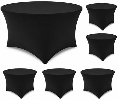 Round Table Covers - 6 Pack 60x30 Inch Table Cloth - Black in 60x30 Inch in Black