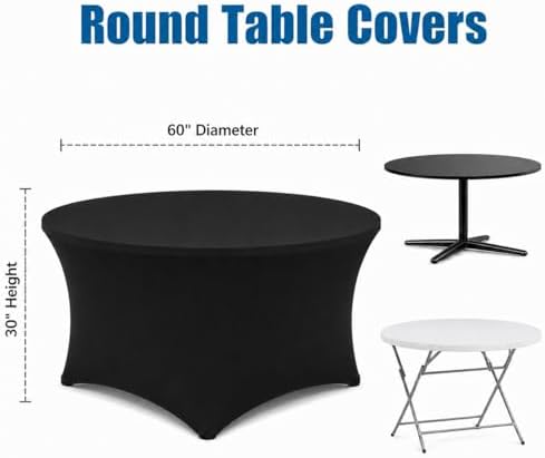 Round Table Covers - 6 Pack 60x30 Inch Table Cloth - Black in 60x30 Inch in Black, alternate view 3