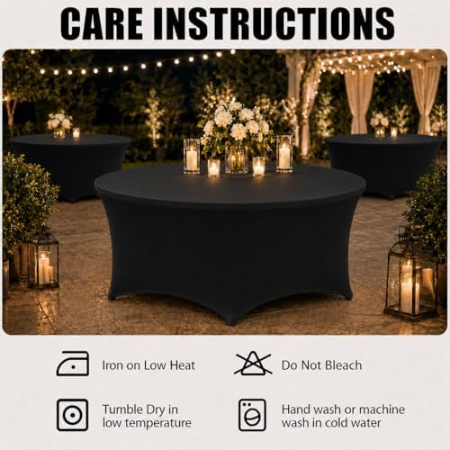 Round Table Covers - 6 Pack 60x30 Inch Table Cloth - Black in 60x30 Inch in Black, alternate view 6