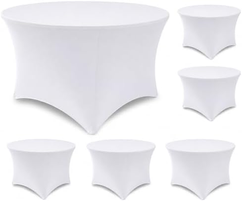 Round Table Covers - 6 Pack 60x30 Inch Table Cloth - White in 60x30 Inch in White