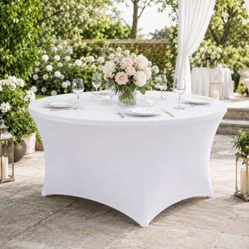Round Table Covers - 6 Pack 60x30 Inch Table Cloth - White in 60x30 Inch in White, alternate view 2