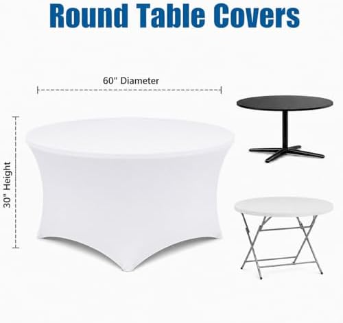 Round Table Covers - 6 Pack 60x30 Inch Table Cloth - White in 60x30 Inch in White, alternate view 3