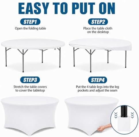 Round Table Covers - 6 Pack 60x30 Inch Table Cloth - White in 60x30 Inch in White, alternate view 4