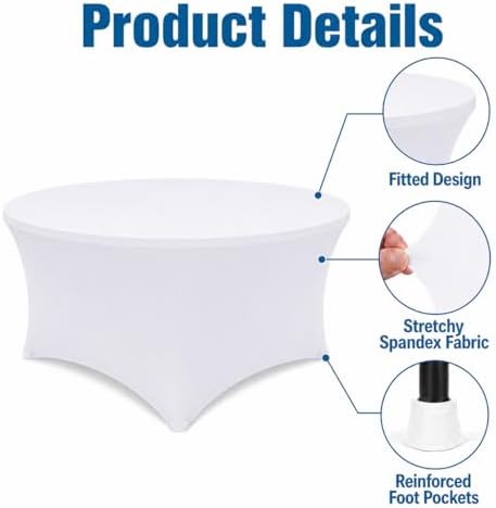 Round Table Covers - 6 Pack 60x30 Inch Table Cloth - White in 60x30 Inch in White, alternate view 5