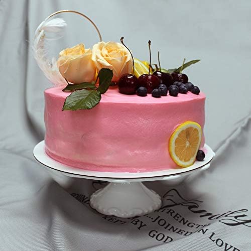 Round White Ceramic Cake Stand 8 Inch, Decorative Cupcake Stand, Dessert Display Plates for Snacks and Cookies, alternate