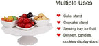 Round White Ceramic Cake Stand 8 Inch, Decorative Cupcake Stand, Dessert Display Plates for Snacks and Cookies, alternate
