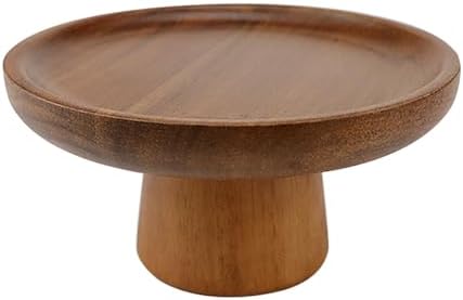 Round Wood Cake Display Stand,6 Inch Dessert Stand for Wedding Party in Brown
