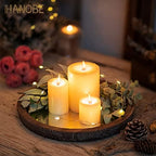 Round Wood Decorative Tray: Rustic Wooden Tray for Coffee Table Farmhouse Centerpiece Mirror Candle Holder, alternate view 4