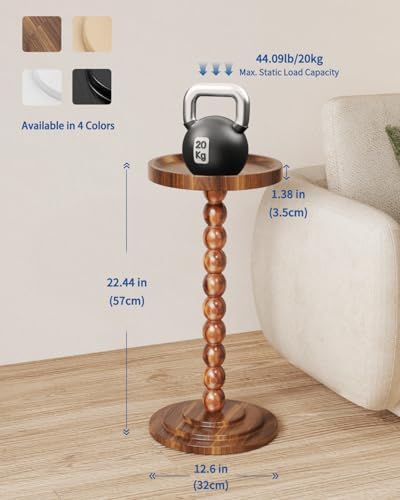 Round Wood Side Table & Drink Table with Sturdy Solid Wood Pillars, alternate view 3