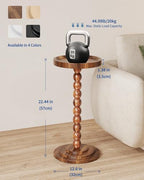 Round Wood Side Table & Drink Table with Sturdy Solid Wood Pillars, alternate view 3