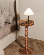 Round Wood Side Table & Drink Table with Sturdy Solid Wood Pillars, alternate view 4