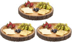 Round Wooden Serving Platter with Tree Bark on Edges | Mango Wood Pizza Platter, Serve Board | Charcuterie
