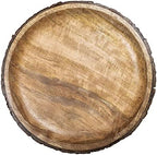 Round Wooden Serving Platter with Tree Bark on Edges | Mango Wood Pizza Platter, Serve Board | Charcuterie, alternate view 4