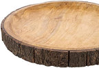 Round Wooden Serving Platter with Tree Bark on Edges | Mango Wood Pizza Platter, Serve Board | Charcuterie, alternate view 5