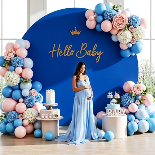 Royal Blue 7.2FT Round Backdrop Cover for 5-7.2ft Stands - Polyester Adjustable Arch Decoration for Wedding, alternate view 3