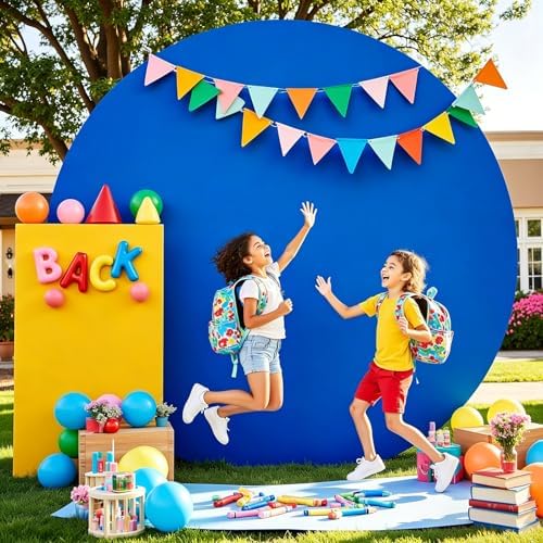 Royal Blue 7.2FT Round Backdrop Cover for 5-7.2ft Stands - Polyester Adjustable Arch Decoration for Wedding, alternate view 4
