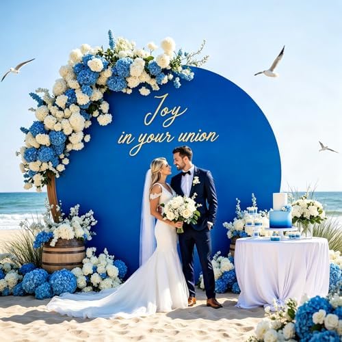 Royal Blue 7.2FT Round Backdrop Cover for 5-7.2ft Stands - Polyester Adjustable Arch Decoration for Wedding, alternate view 5